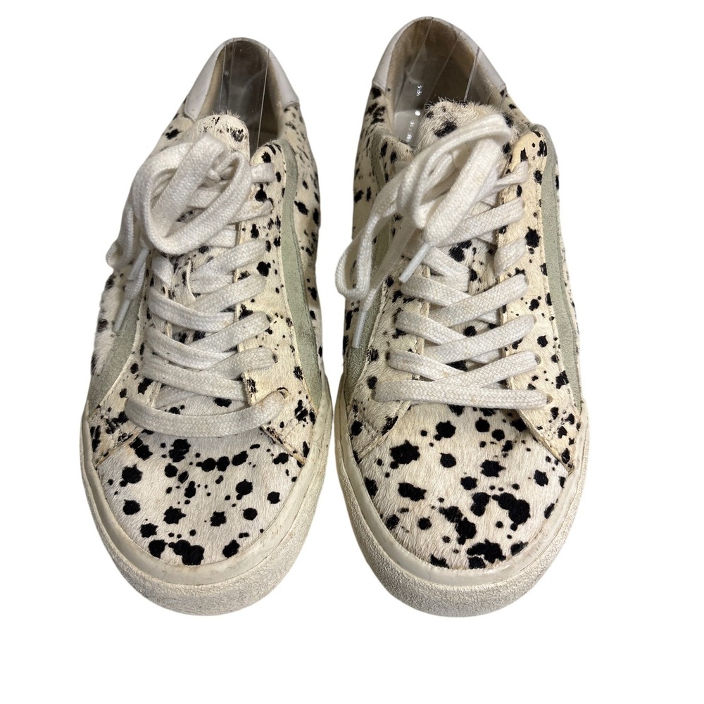 Madewell MWL Dalmatian Spotted Calf Hair Low Top Sneakers Ivory Black Womens 7.5